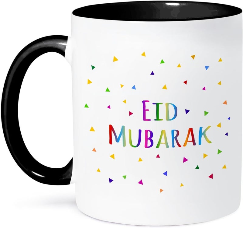 3dRose Eid Mubarak  Happy Eid Blessing After Ramadan Islamic Muslim Holidays Two Tone Black Mug 11 oz Black - Image 1