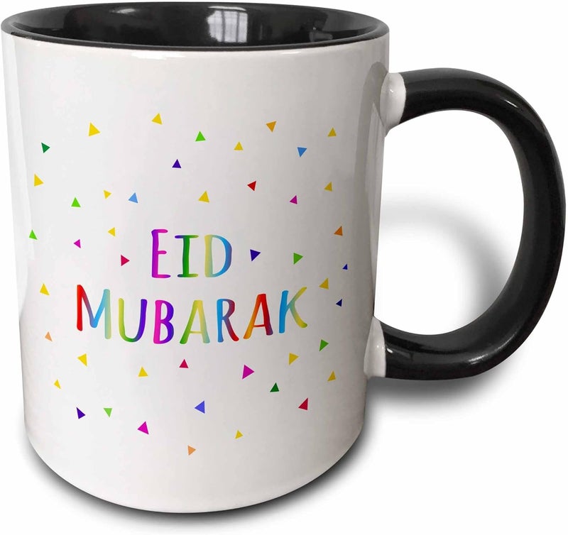 3dRose Eid Mubarak  Happy Eid Blessing After Ramadan Islamic Muslim Holidays Two Tone Black Mug 11 oz Black - Image 4