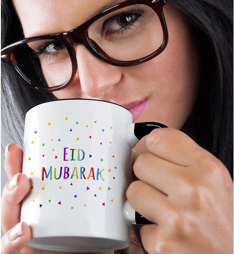 3dRose Eid Mubarak  Happy Eid Blessing After Ramadan Islamic Muslim Holidays Two Tone Black Mug 11 oz Black - Image 2