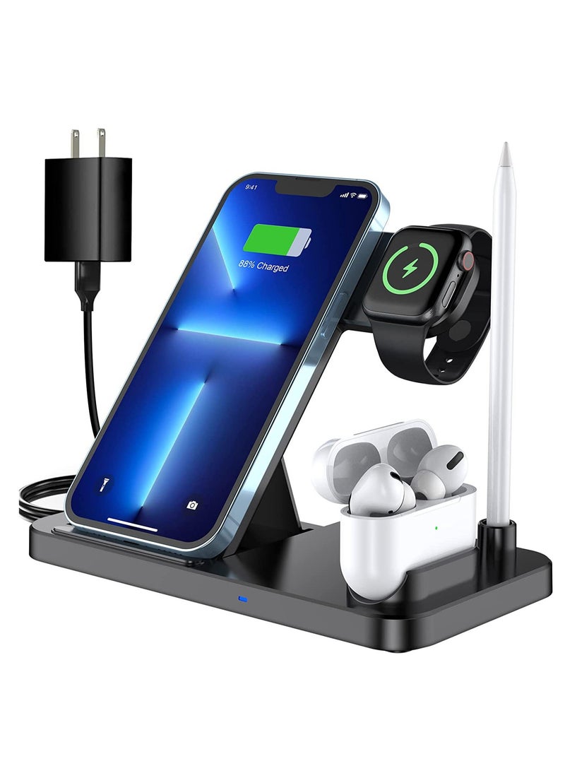 15W Four in One Wireless Charger Vertical Phone Holder - Image 1