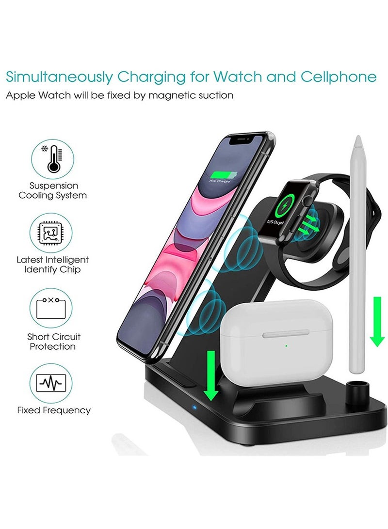15W Four in One Wireless Charger Vertical Phone Holder - Image 4