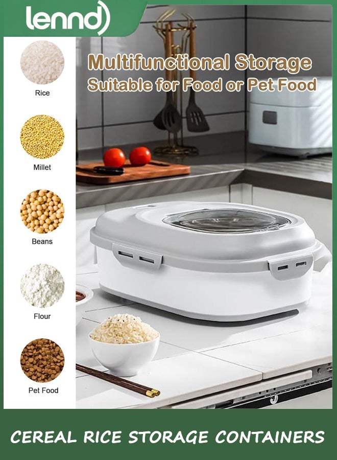 LENND Cereal Rice Food Storage Containers, Collapsible 9-23KG Dispenser Bin with Rolling Wheel Airtight Locking Magnetic Lid, Dog Pet Cat Flour Sugar Plastic Leakproof Sealable Large Kitchen Pantry Holder - Image 1