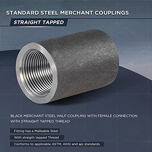 SUPPLYGIANT Supply Giant NDCT0034 1/2" Straight Merchant Steel Coupling With Black Coating - Image 3