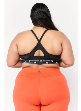 Adidas Women Plus Size Brand Logo Padded Sports Bra, Black  - Image 4