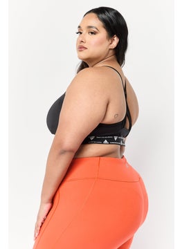 Adidas Women Plus Size Brand Logo Padded Sports Bra, Black  - Image 2