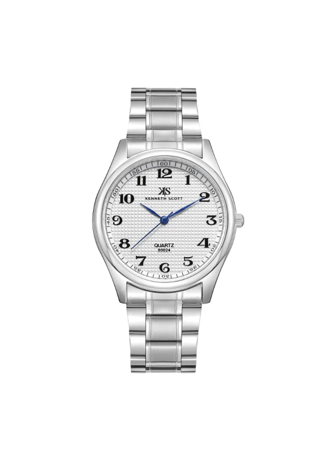 KENNETH SCOTT Men's Analog Display Watch With Silver Steel Strap - K23052-SBSW