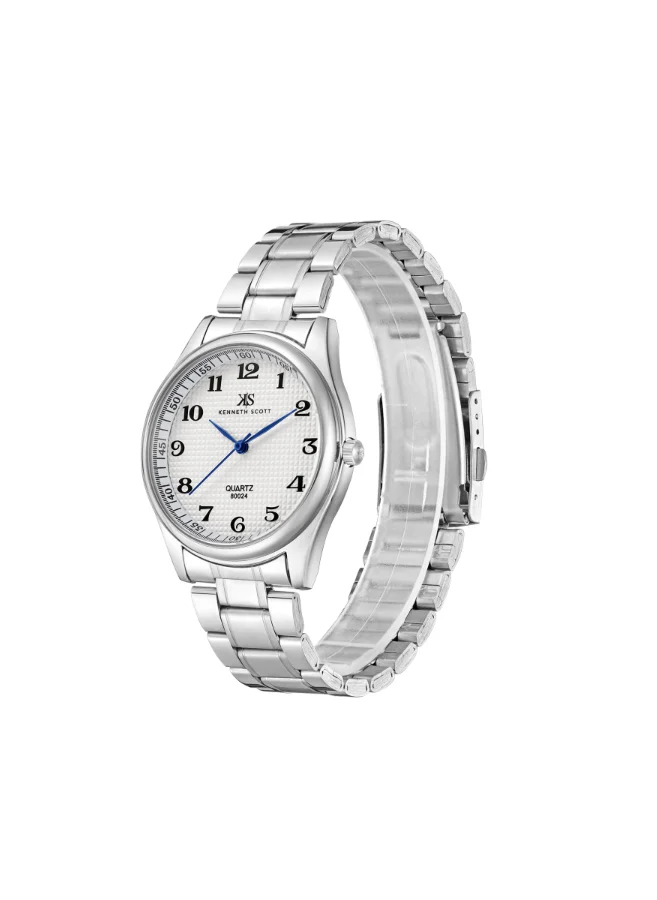 KENNETH SCOTT Men's Analog Display Watch With Silver Steel Strap - K23052-SBSW