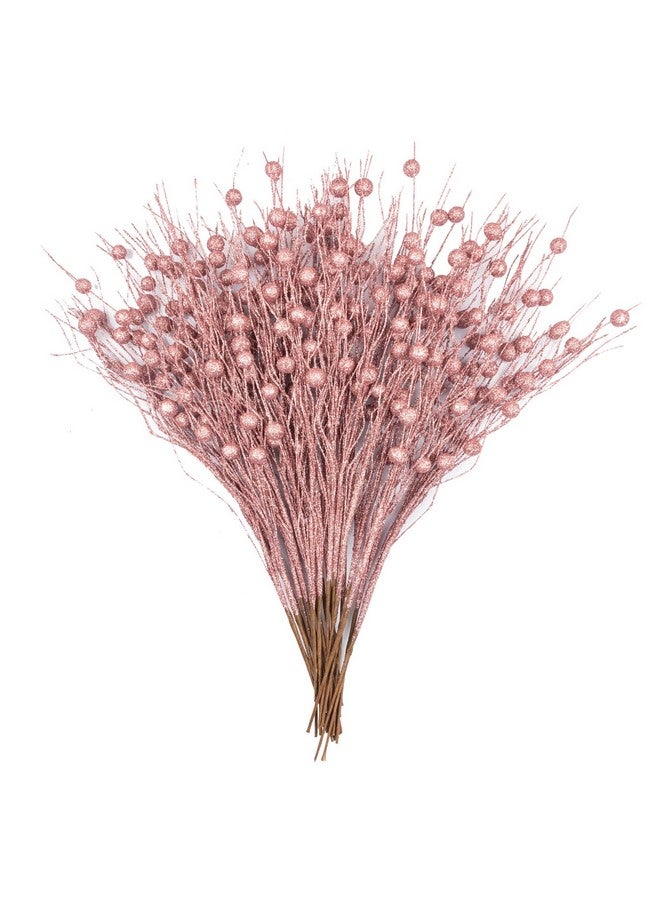 KI Store KI Store Pink Christmas Picks & Sprays Glittered Set of 20 for Tree Decoration, Bouquet, Topper, Wreath, Garland, Floral Arrangement  - Image 1