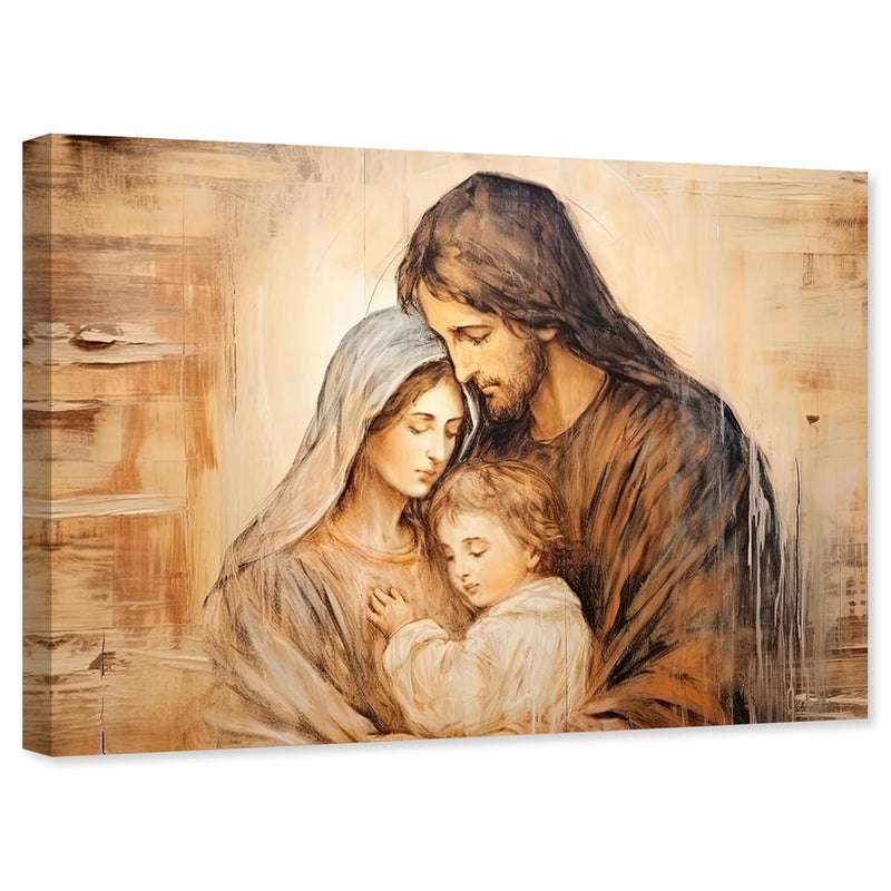 ARTZGX Holy Family Picture Virgin Mary and Jesus Canvas Wall Art Catholic Religious Christian Painting for Churches Decor FrameHoly Family B 1600 x 2400