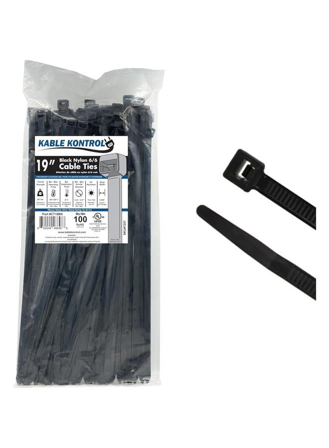 KABLE KONTROL Heavy Duty UV Black Ties, 250Lbs Test (100, 19"Long) - Image 1