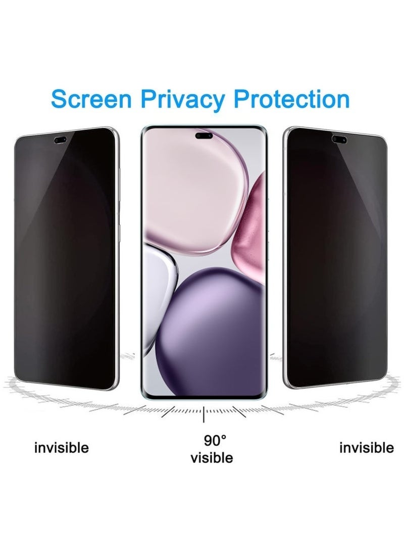 جيفت واقي شاشة عالي الدقة للخصوصية مع عدسة كاميرا (3 عبوات)، واقي شاشة كامل عالي الدقة مضاد للتجسس، يدعم بصمة الإصبع، مصنوع من مادة TPU بتغطية كاملة ومضاد للتجسس مع عدسة كاميرا لهاتف Honor X9c. - Image 2