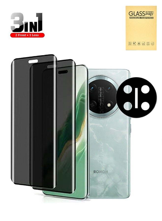 جيفت واقي شاشة عالي الدقة للخصوصية مع عدسة كاميرا (3 عبوات)، واقي شاشة كامل عالي الدقة مضاد للتجسس، يدعم بصمة الإصبع، مصنوع من مادة TPU بتغطية كاملة ومضاد للتجسس مع عدسة كاميرا لهاتف Honor X9c. - Image 1