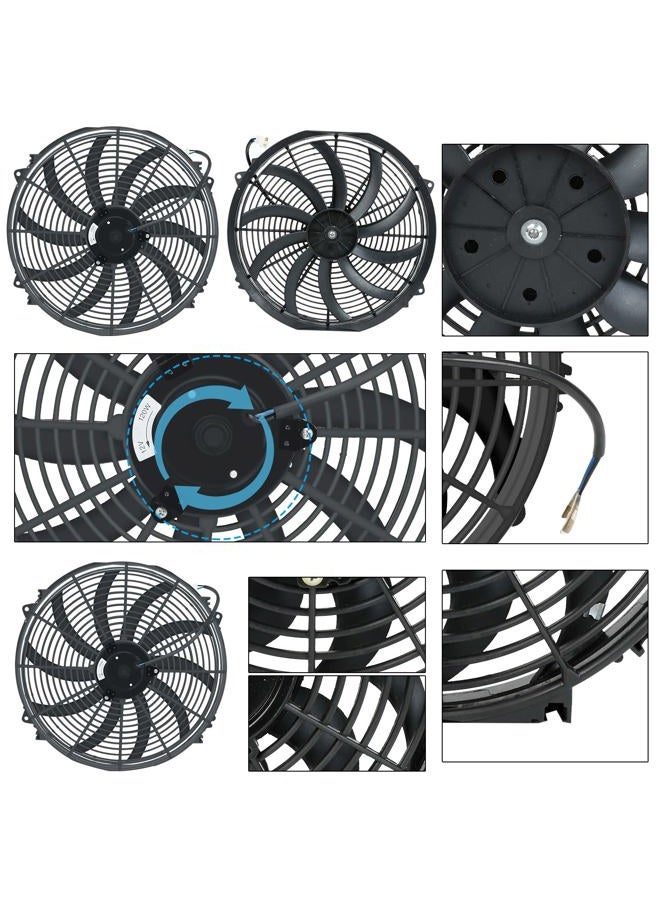 FSBCGT 16 Inch Universal Slim Fan Push Pull Electric Radiator Cooling Fan 12V 120W with Mount Kit - Image 5