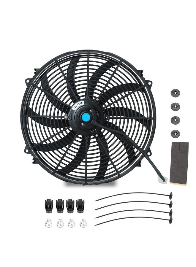 FSBCGT 16 Inch Universal Slim Fan Push Pull Electric Radiator Cooling Fan 12V 120W with Mount Kit - Image 1