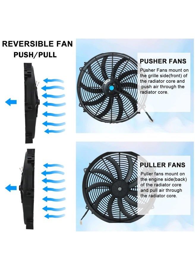 FSBCGT 16 Inch Universal Slim Fan Push Pull Electric Radiator Cooling Fan 12V 120W with Mount Kit - Image 4