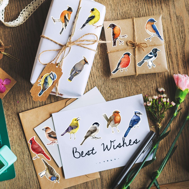 CNhoqc Watercolor Bird Sticker Rolls - 1000Pcs Vibrant Watercolor Birds Animal Stickers, Waterproof Vinyl Self-Adhesive Decal for Kids Teens Water Bottle Scrapbook Laptop Skateboard Party Favor Supply - Image 5