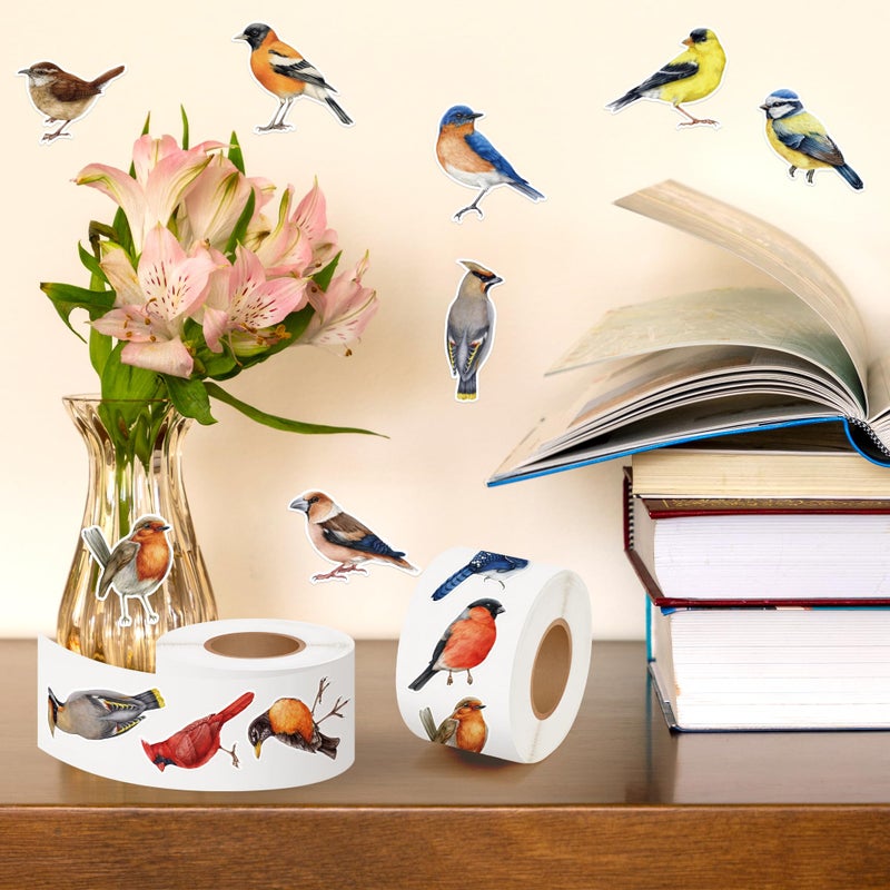 CNhoqc Watercolor Bird Sticker Rolls - 1000Pcs Vibrant Watercolor Birds Animal Stickers, Waterproof Vinyl Self-Adhesive Decal for Kids Teens Water Bottle Scrapbook Laptop Skateboard Party Favor Supply - Image 4