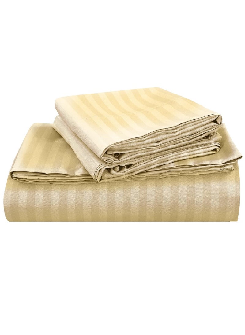 Blueberry Queen Size Stripe Bed Sheet Set 100% Cotton Premium Quality 180x200+20cm - Image 1