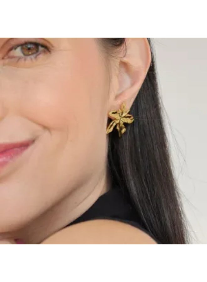 Gold-Plated Flower Hoop Earrings for Women & Girls  - Image 2
