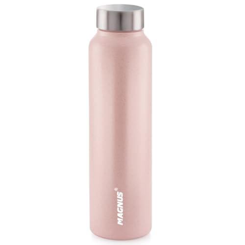 Magnus Alaska Stainless Steel Water Bottle 1 LTR - Leakproof, Airtight, Rust Free, Single Wall Water Bottle for School Kids, Ideal 1000ml Pink Water Bottle - Image 1