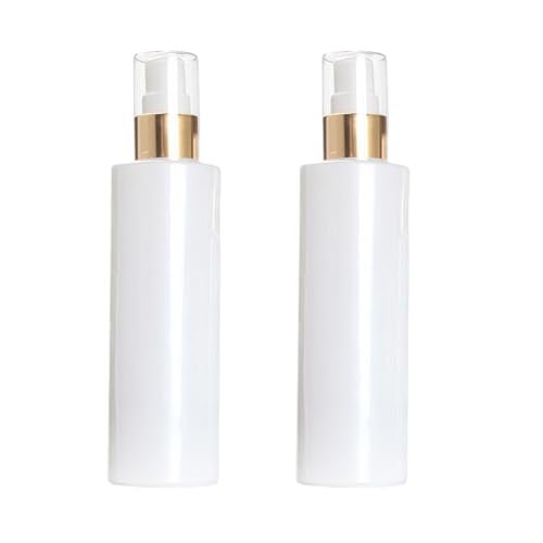 SYBL 2Pcs 100ML/3.3 oz Empty Refillable Glass Lotion Bottles Pump Press Bottle White Upscale Travel Cosmetic Container Dispenser for Foundation Essential Oils Cream - Image 1