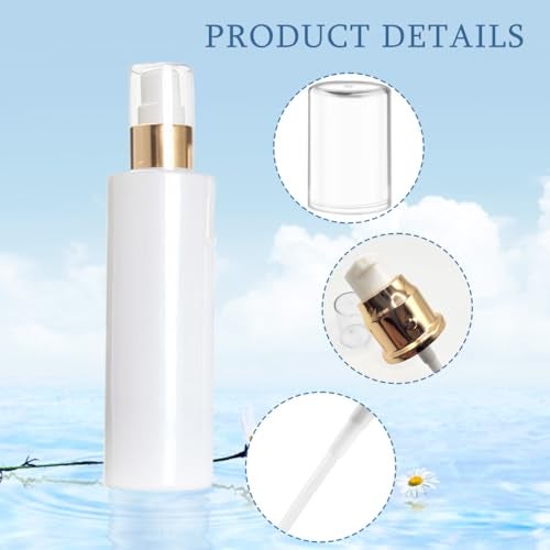 SYBL 2Pcs 100ML/3.3 oz Empty Refillable Glass Lotion Bottles Pump Press Bottle White Upscale Travel Cosmetic Container Dispenser for Foundation Essential Oils Cream - Image 3