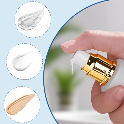 SYBL 2Pcs 100ML/3.3 oz Empty Refillable Glass Lotion Bottles Pump Press Bottle White Upscale Travel Cosmetic Container Dispenser for Foundation Essential Oils Cream - Image 4
