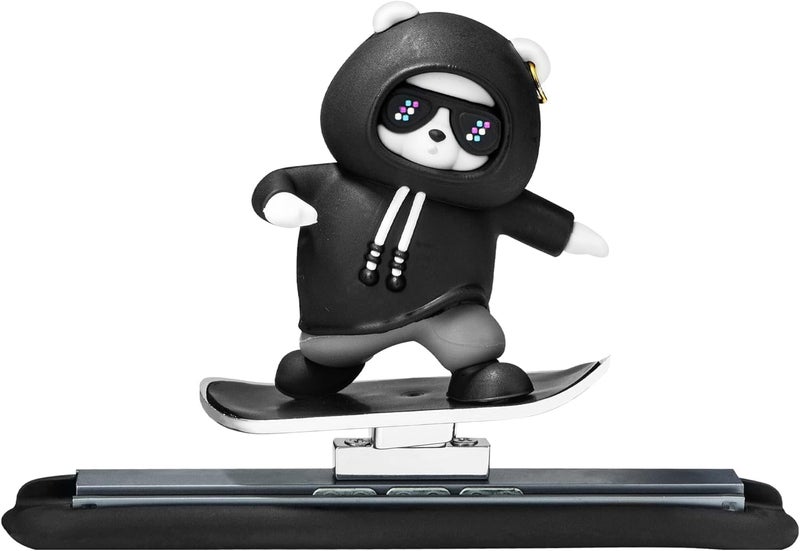 REWOP Skateboarding Panda Car Dashboard Toy –Auto Sliding Motion Decor, Cool Sliding Car Accessory, Fun Car Interior Decoration Accessories (Black) - Image 1