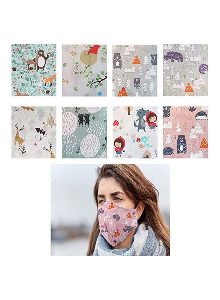 واي آند دي Cartoon Print Fabric, 8 Styles Quarter Fabric Bundles, 100% Cotton Craft Pre-Cut Squares Sheets for Patchwork Sewing Quilting DIY Handmade Patchwork, 50cm x Forest Pattern - Image 2
