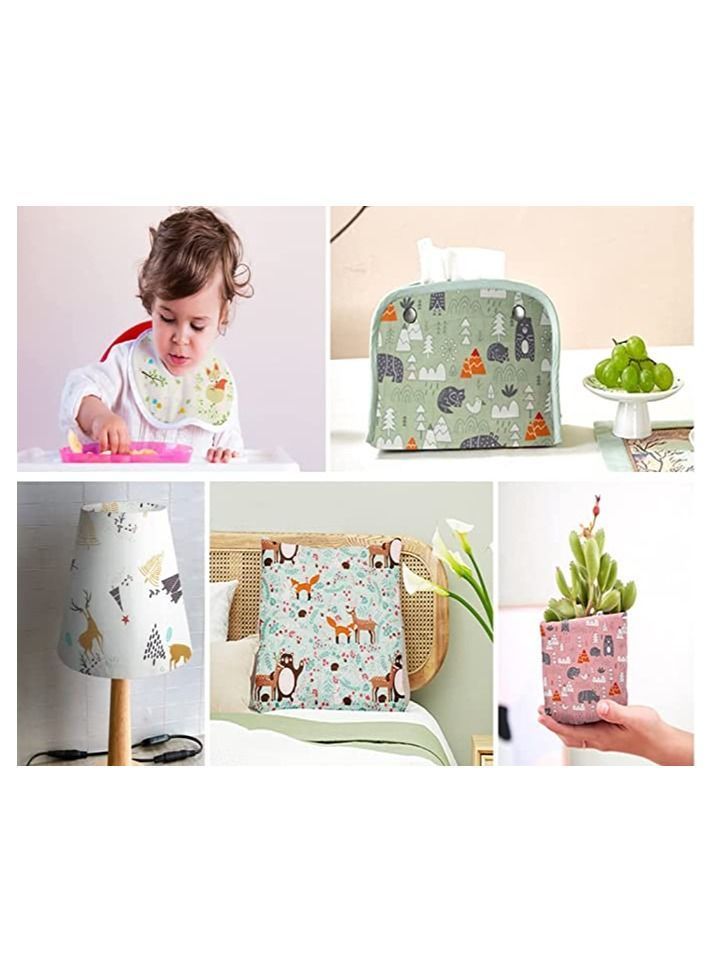 واي آند دي Cartoon Print Fabric, 8 Styles Quarter Fabric Bundles, 100% Cotton Craft Pre-Cut Squares Sheets for Patchwork Sewing Quilting DIY Handmade Patchwork, 50cm x Forest Pattern - Image 3