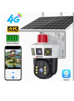 Rabos Anxinshi Brand V380 PRO 3 Screens Dual Lens 4K PTZ 4G Solar Powered CCTV Security Camera Outdoor Solar Camera 