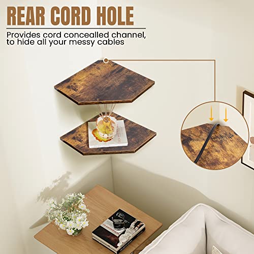 Fun Memories Corner Shelf Wall Mount, Floating Corner Shelves, Set of 2 Corner Wall Shelf Organizer, Rustic Wood Wall Storage Display Shelves for Living Room Bedroom Bathroom Kitchen, Rustic Brown - Image 4