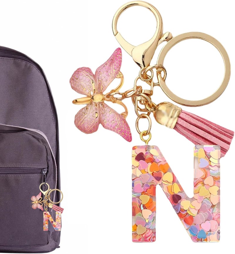 Custom Initial Letter Car Keychain Keyring for Women Personalized Bag Charm Purse Backpack Accessory - Image 1