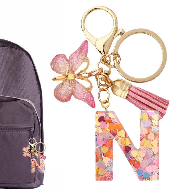 Custom Initial Letter Car Keychain Keyring for Women Personalized Bag Charm Purse Backpack Accessory - Image 2