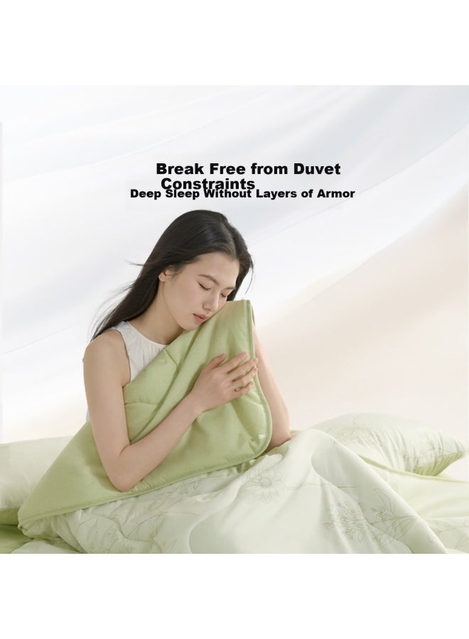 Luolai Home Textiles Air Conditioning Quilt A-class Machine Washable 100% Cotton Deep Sleep Summer Quilt Green 200*230cm