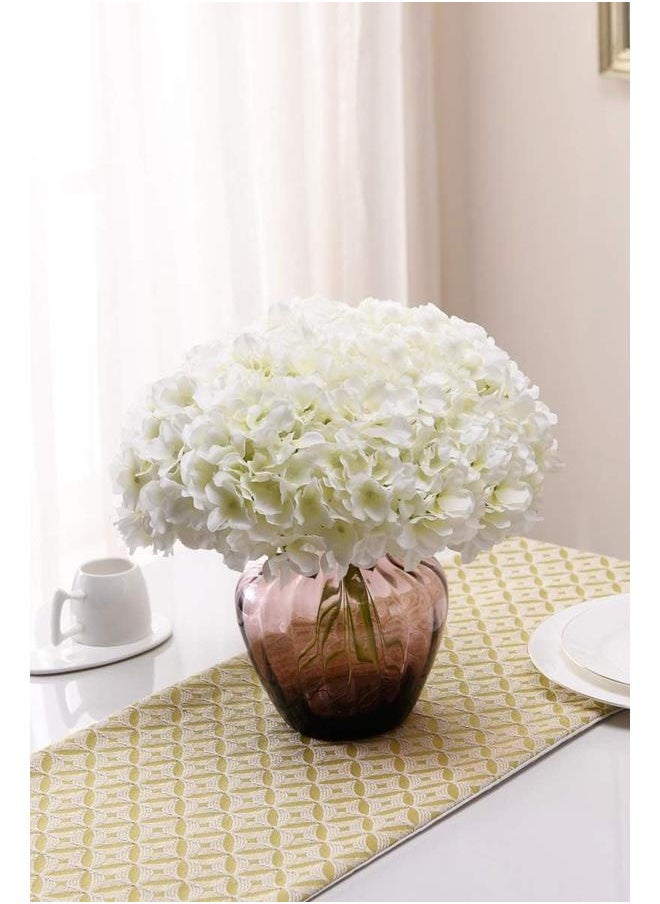 yongsheng 5PCS Exoment Silk Hydrangea Heads with Stems,White Artificial Flower Heads DIY Wedding Centerpiece Home Party Baby Shower Decor  - Image 3