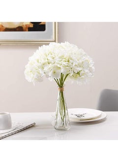yongsheng 5PCS Exoment Silk Hydrangea Heads with Stems,White Artificial Flower Heads DIY Wedding Centerpiece Home Party Baby Shower Decor  - Image 2