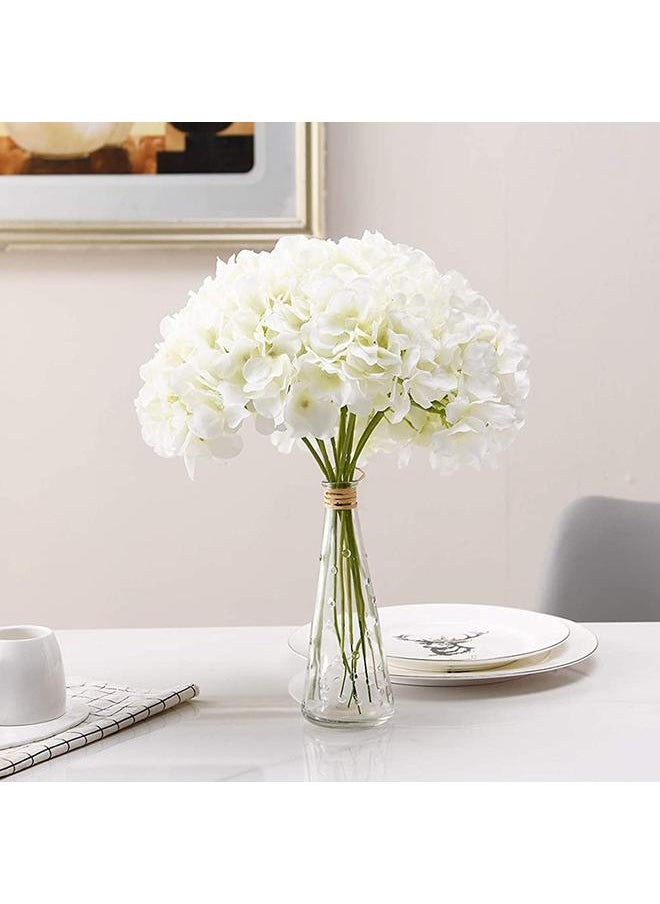 yongsheng 5PCS Exoment Silk Hydrangea Heads with Stems,White Artificial Flower Heads DIY Wedding Centerpiece Home Party Baby Shower Decor  - Image 2