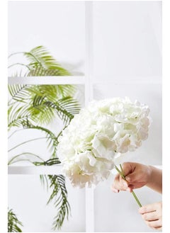 yongsheng 5PCS Exoment Silk Hydrangea Heads with Stems,White Artificial Flower Heads DIY Wedding Centerpiece Home Party Baby Shower Decor  - Image 5