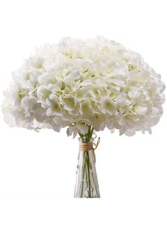 yongsheng 5PCS Exoment Silk Hydrangea Heads with Stems,White Artificial Flower Heads DIY Wedding Centerpiece Home Party Baby Shower Decor  - Image 1