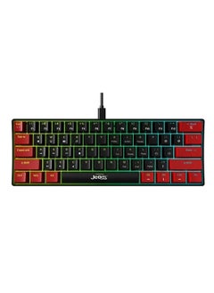 JeDEL Wired Mechanical Rainbow Gaming Keyboard KL-69 ,  for computer and lap top (black/red) RGB Full size with 61 Keys , cable USB type - C , Speed interface , blue switch, adjustable height in to give comfort to the hand while playing . It can be used at home, office and personal use.  - Image 1