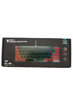 JeDEL Wired Mechanical Rainbow Gaming Keyboard KL-69 ,  for computer and lap top (black/red) RGB Full size with 61 Keys , cable USB type - C , Speed interface , blue switch, adjustable height in to give comfort to the hand while playing . It can be used at home, office and personal use.  - Image 4