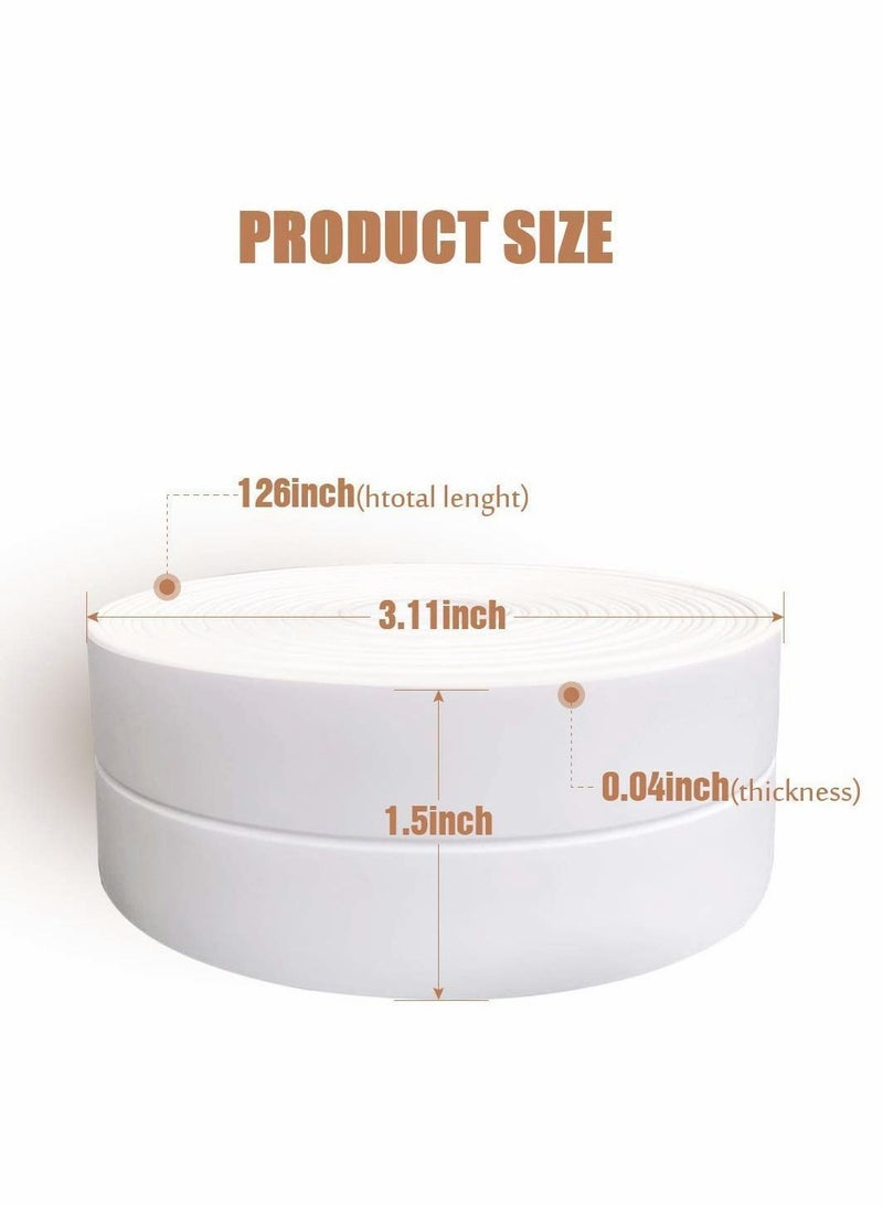 Caulk Strip Tape, Bath & Kitchen Tape Sealant Strip, PVC Self Adhesive Tub and Wall Sealing Sealer, White, 3.2Meters - Image 2