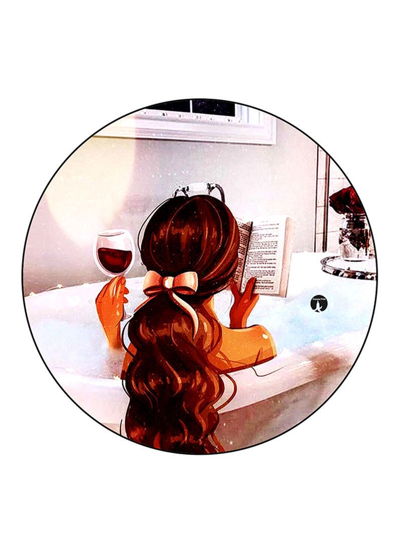 RKN Woman Printed Mouse Pad  Round  Multicolour