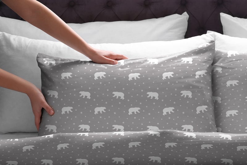 Pointehaven Flannel Deep Pocket Set with Oversized Flat Sheet, California King, Polar Bear - Image 4
