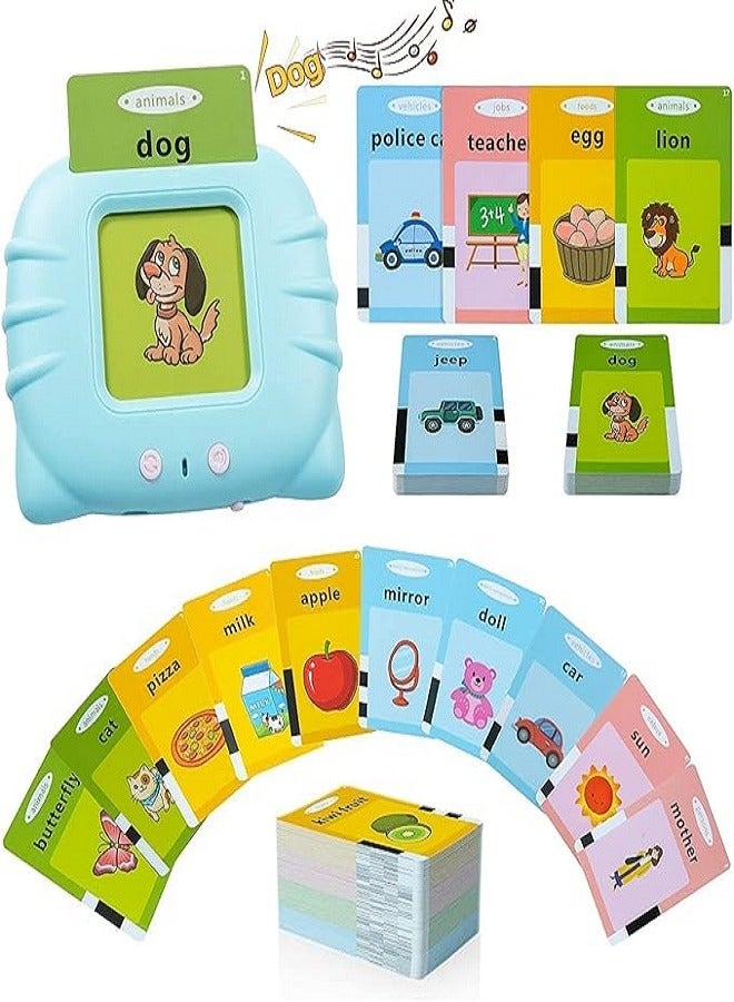 Educational Card Device,112 Talking Flash Cards, Learning Resource Electronic Interactive Toys for 2-4 Year Old Boys Girls Toddlers Kids Birthday Gifts (Blue)  - Image 1