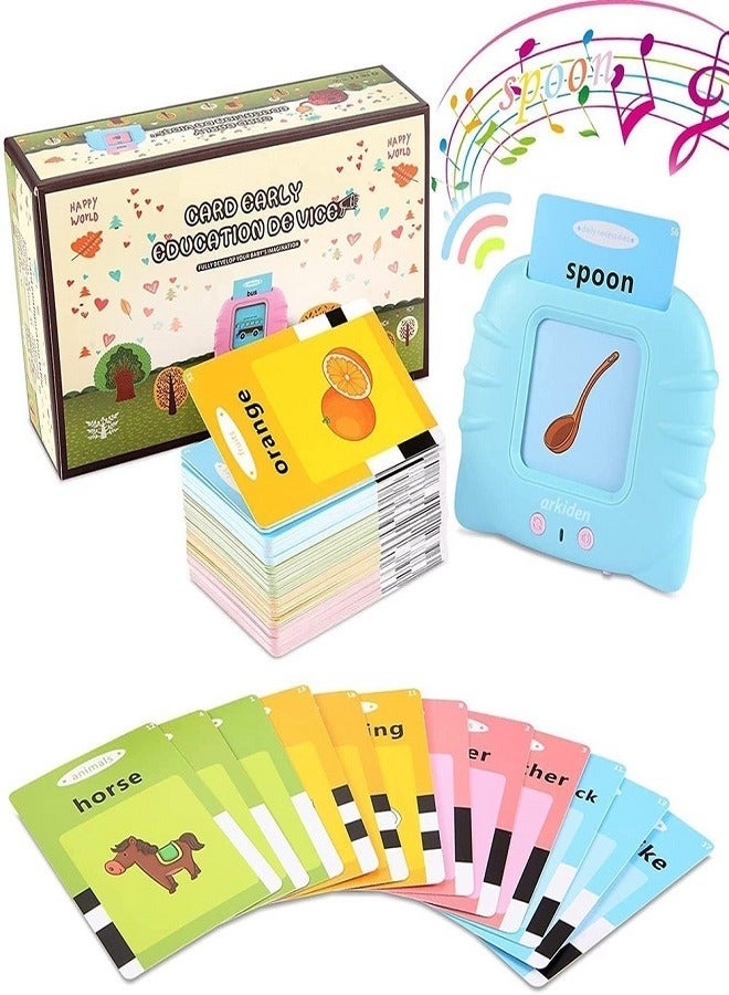 Educational Card Device,112 Talking Flash Cards, Learning Resource Electronic Interactive Toys for 2-4 Year Old Boys Girls Toddlers Kids Birthday Gifts (Blue)  - Image 2