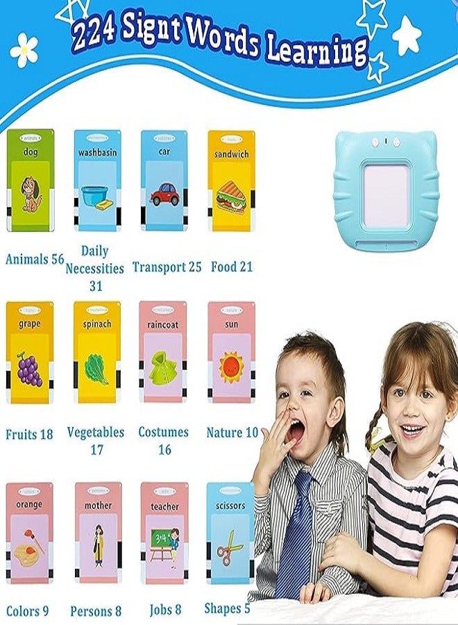 Educational Card Device,112 Talking Flash Cards, Learning Resource Electronic Interactive Toys for 2-4 Year Old Boys Girls Toddlers Kids Birthday Gifts (Blue)  - Image 3