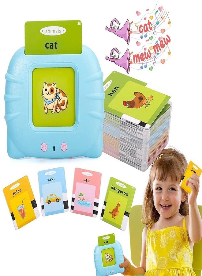 Educational Card Device,112 Talking Flash Cards, Learning Resource Electronic Interactive Toys for 2-4 Year Old Boys Girls Toddlers Kids Birthday Gifts (Blue)  - Image 4