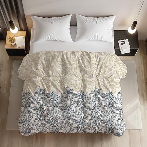LOOMLYFE 200TC Premium Glace Cotton Duvet Cover/Comforter Cover/Rajai Cover/Blanket Cover/Quilt Cover for Double Bed with Zipper 90"x100" inches - BlueCoconut - Image 1